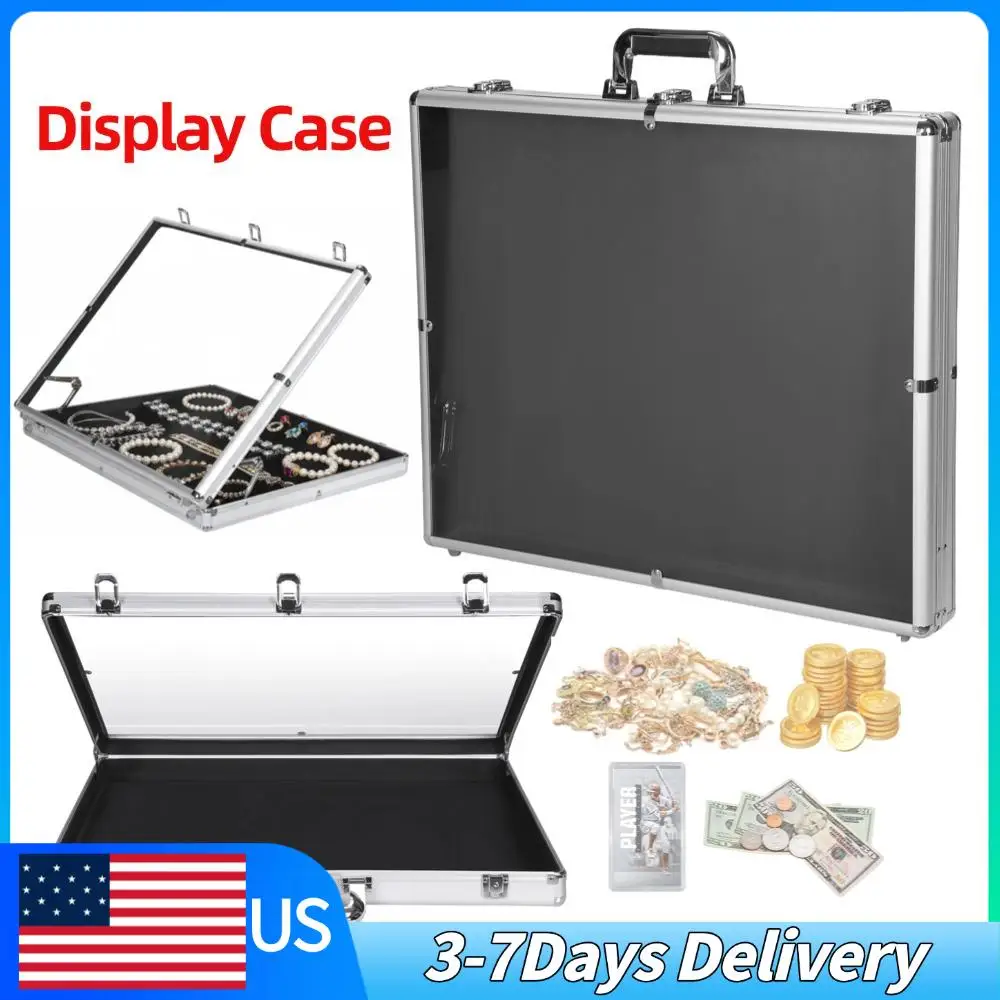 

Trade Show Display Case with Lock Aluminum Sports Card Showcase Portable Table Top Display Box for Jewelry Trading Collectibles
