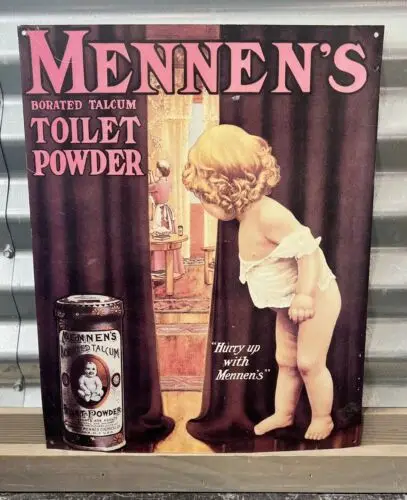 Mennens Borated Talcum Toilet Powder Tin Sign 14.75