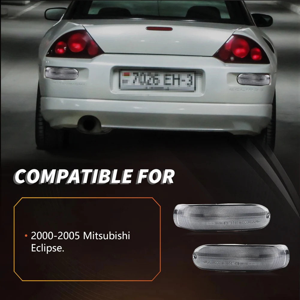 2 Piezas para Mitsubishi Eclipse 2000 2001 2002 2003 2004 2005, Cubierta de Luz Trasera de Parachoques, Luz de Freno, Luz de Posición Lateral, Luz Direccional
