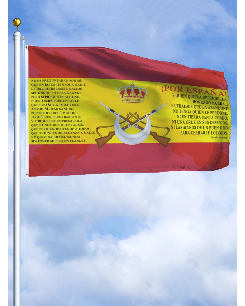 Bandera de España 3x5 pies, Cruz Borgoña, Legión Extranjera Regular, Fuerzas Armadas de España, Ejército de Melilla