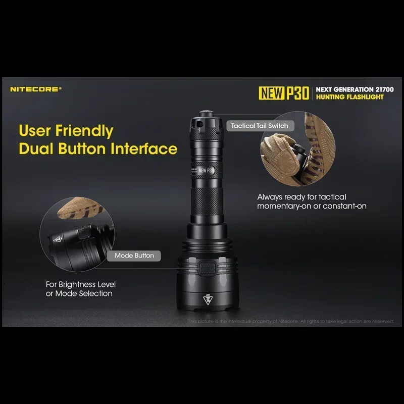 NITECORE-linterna LED P30 de 1000 lúmenes, luz de rescate para exteriores, tiro de 618 metros, 8 modos de trabajo, nueva