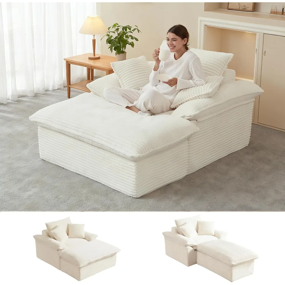 كرسي استرخاء بدون عظم: أريكة داخلية منجدة مريحة كبيرة الحجم مع مساند للذراعين و3 وسائد لغرفة المعيشة #1