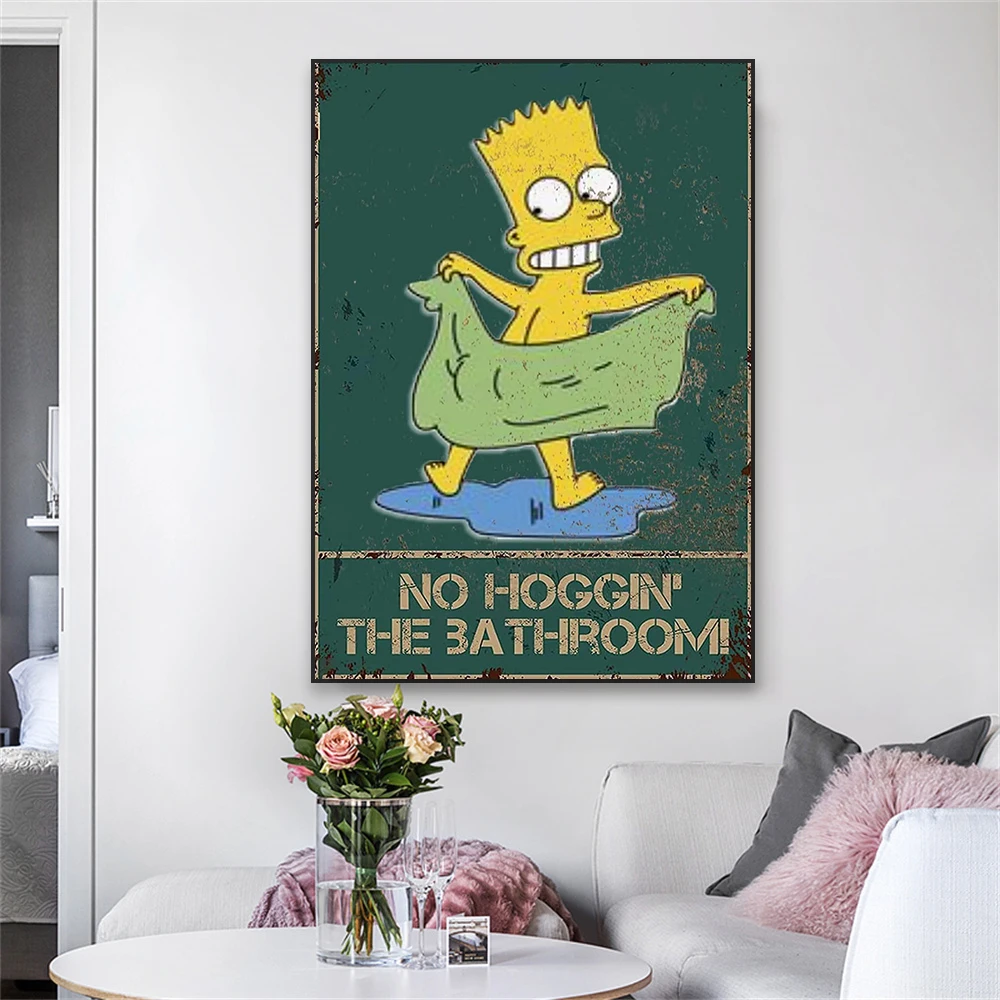 The Simpson Funny TV Show Poster Bathroom Theater Art Prints Bathroom Toilet Shower Canvas Painting Home Decoration