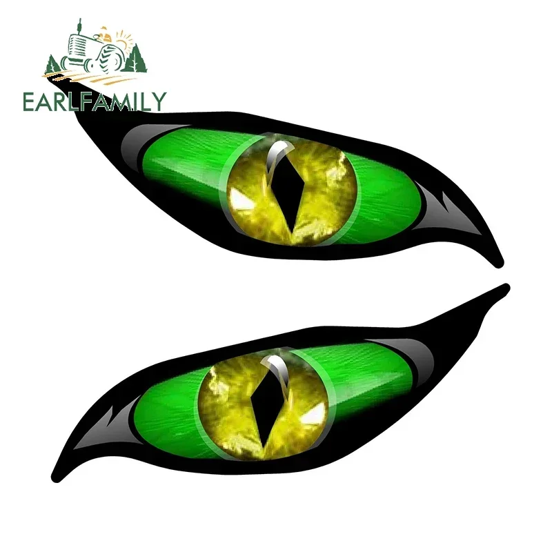EARLFAMILY 13 cm x 9,5 cm für böse gelbe Augen, Wohnmobil, Motorrad, Autoaufkleber, Okklusion, kratzfest, wasserdicht, Windschutzscheibe, VAN, Anime-Aufkleber