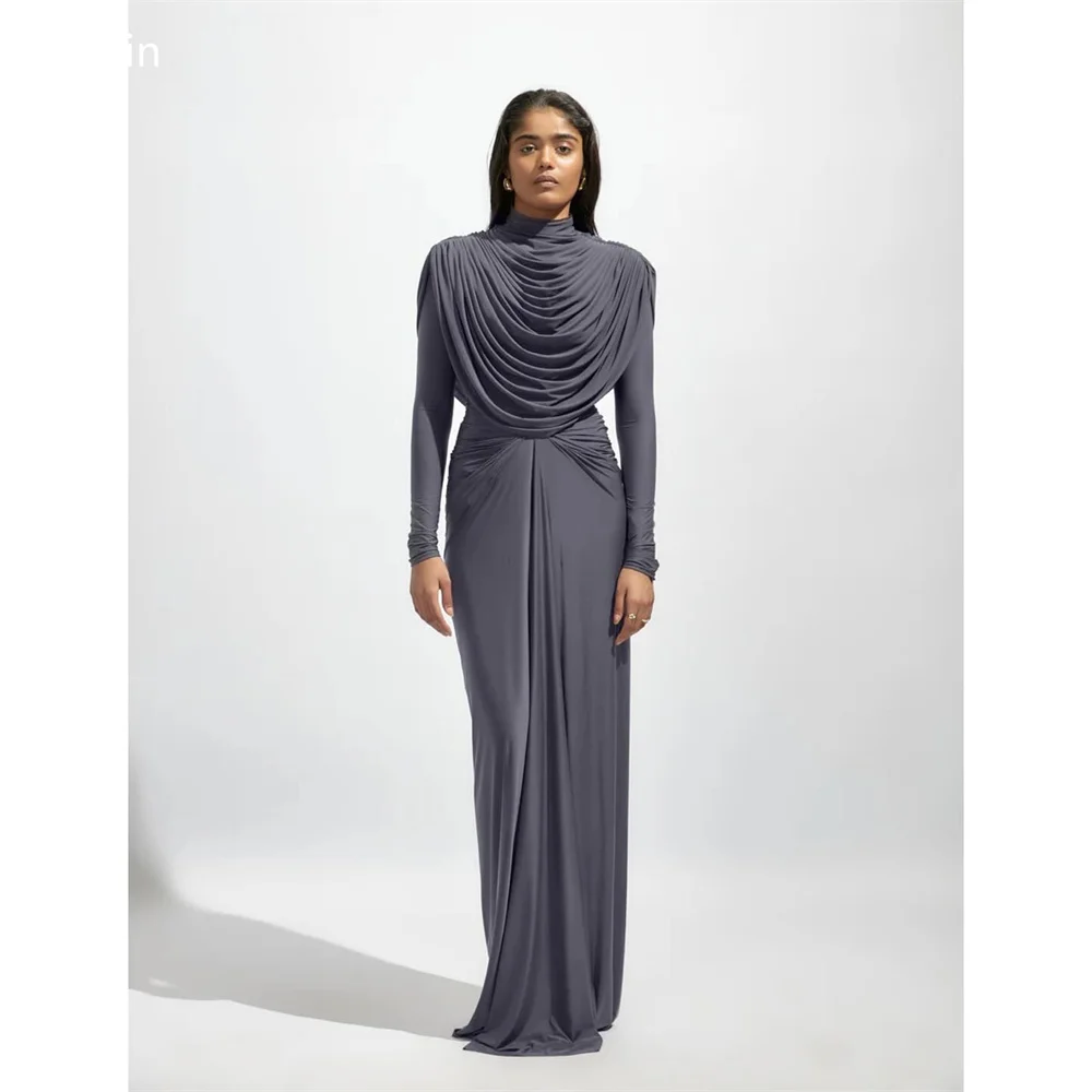 Robe de Bal Personnalisée pour Femme, Tenue de Soirée Dearin, Col Haut, Colonne, Jupe Longueur au Sol, Nministériels d à Volants, sur Mesure, pour les Occasions Formelles