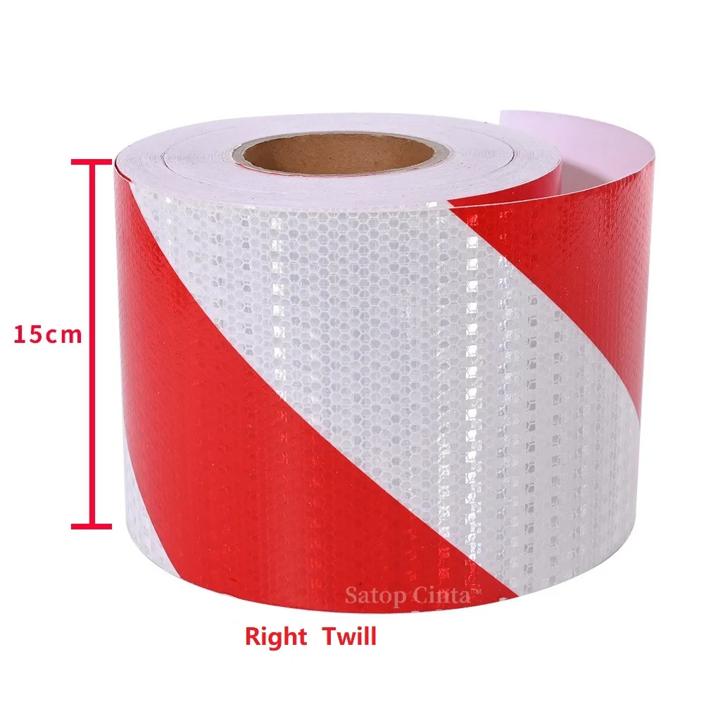 5 cm/10 cm/15 cm/20 cm * 5 M Reflecterende Plakband Links of Rechts Twill Wit-Rode Strips Waterdichte Veiligheid Reflectoren Sticker Voor Auto