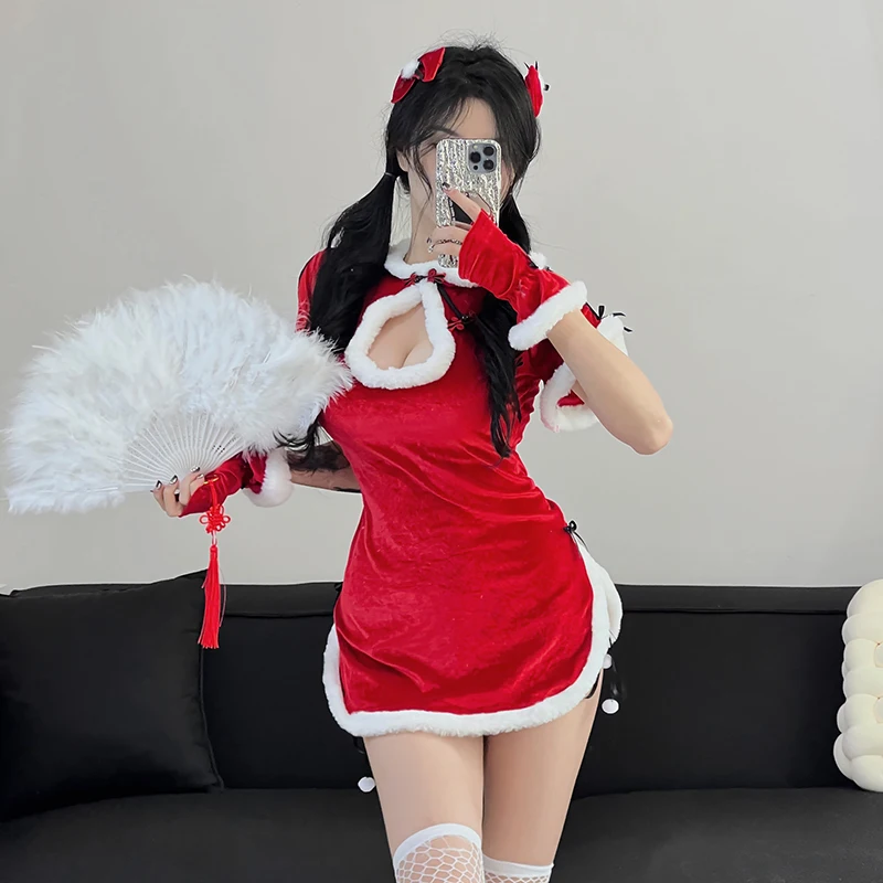 

Red Uniform Cosplay Costume Pure Desire Rabbit Suit for Nightclub Christmas Theme Party Women's Traditional Chinese...
