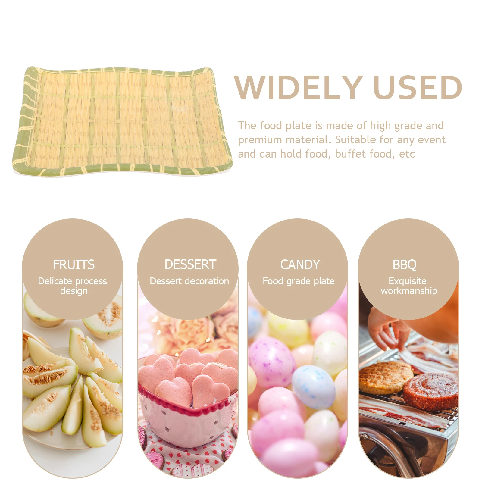 Bamboo Simulated Dish Serving Plates Food Platter Trays for Party Dishes Entertaining Platters Round