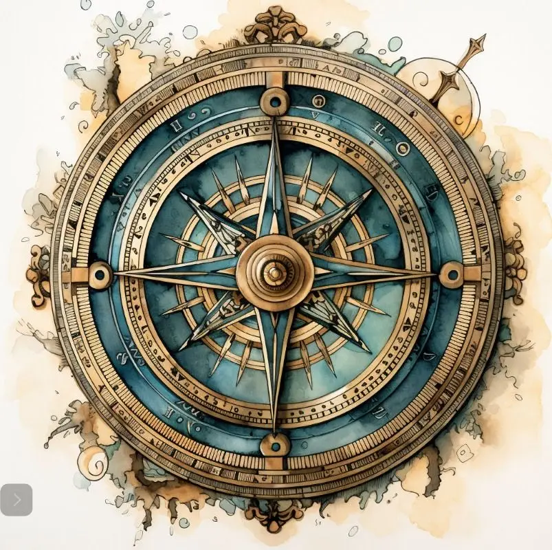 Vintage Round Compass Metal Painting Decorative Nautical Sign - Rustic Sea Style Wall Decor for Home & Office