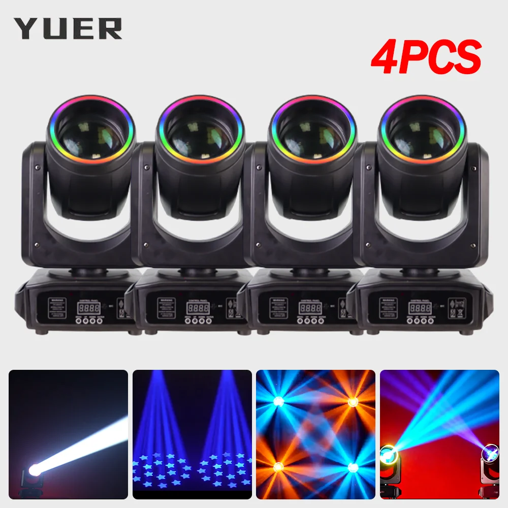 

4 шт., 200 Вт, светодиодный светильник с подвижной головкой и кольцом, 6 + 12 призмов, эффект радуги DMX512 для DJ, дискотеки, вечеринки, бара, клуба, сценическое освещение
