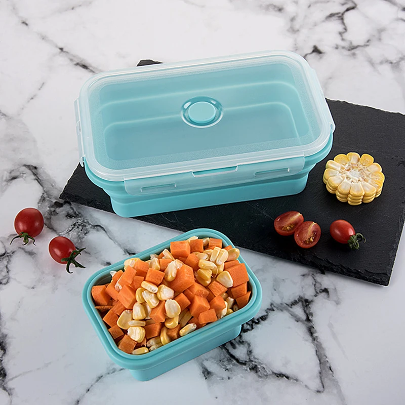 

Silicone Lunch Box Crisper Silicone Folding 3 Piece Outdoor Travel Bento Boxes