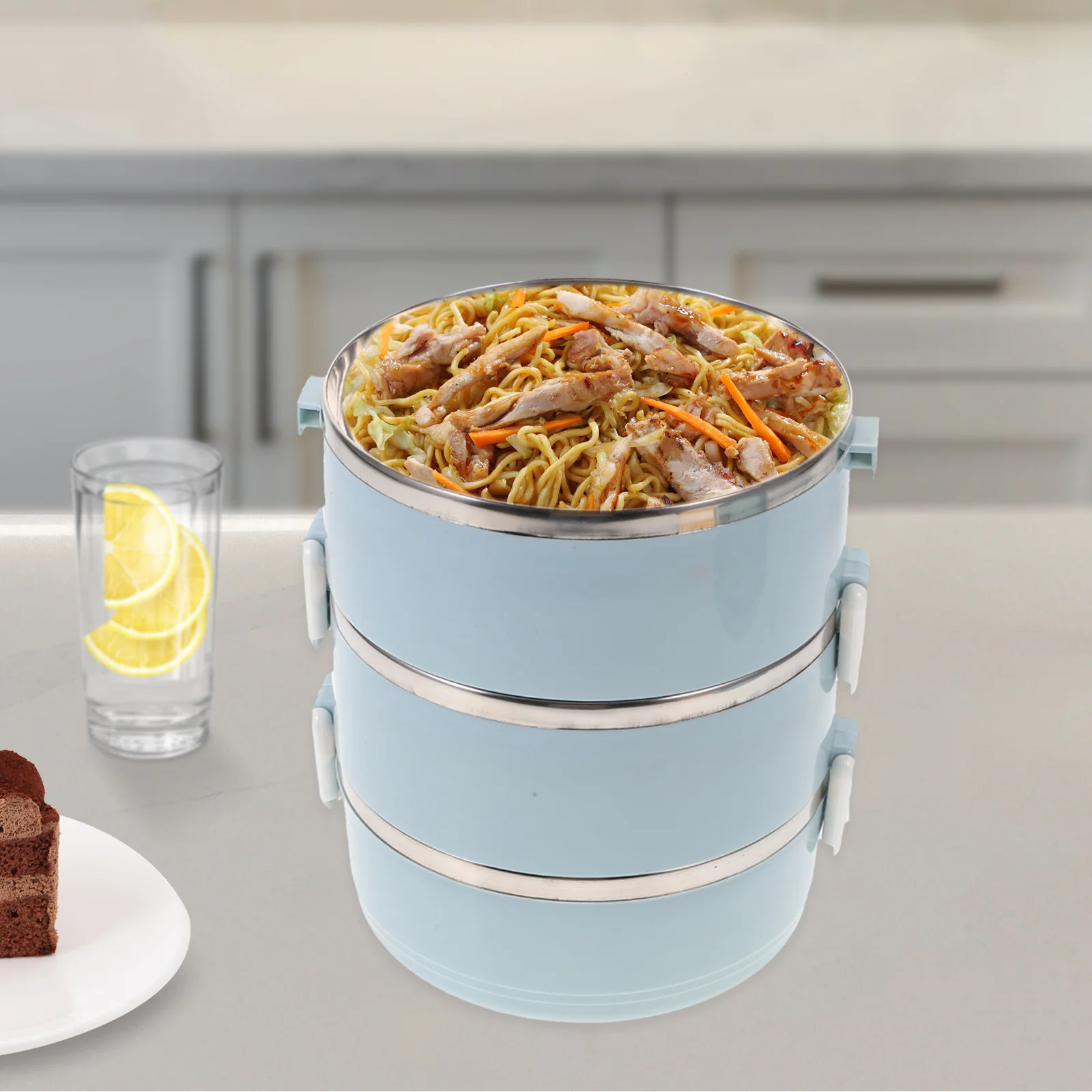 

3 Tier Stackable Stainless Steel Bento Lunch Box Leakproof Portable Food Container For Travel Camping School Office Home Use