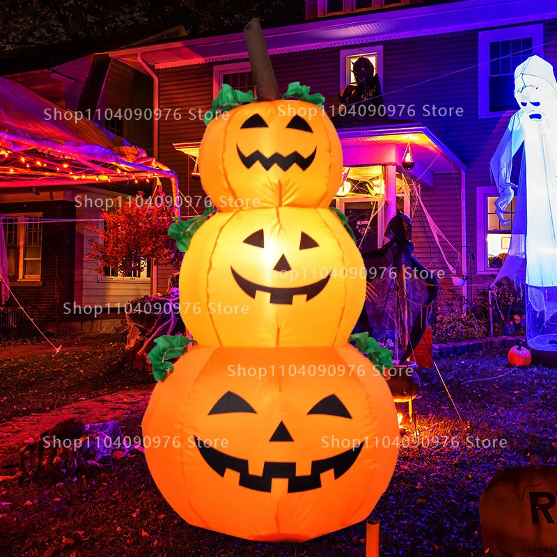 1.2 M Halloween Inflatable Pumpkin with LED Outdoor Decoration  Home Garden Courtyard Tombstone Decoration Haunted Props