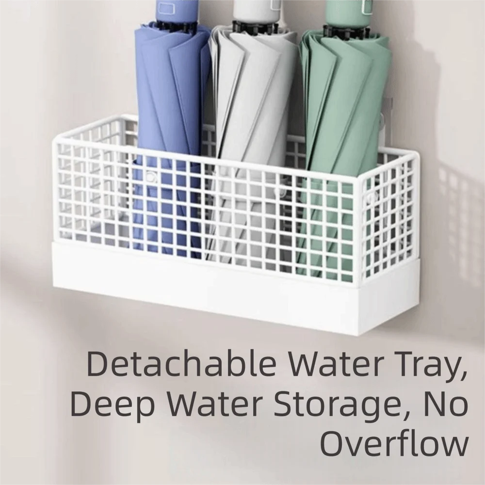 Metal Umbrella Storage Rack Rust-Resistant Wall-Mounted Umbrella Holder Large Capacity No Drilling Needed Umbrella Stand Dorm