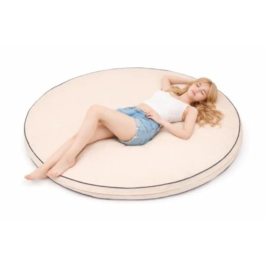 

Outdoor Round Daybed Cushion, 66'' Patio Sunbed Replacement Pad for Rattan Furniture, 4'' Thick Circle Lounger Mattress for Gar