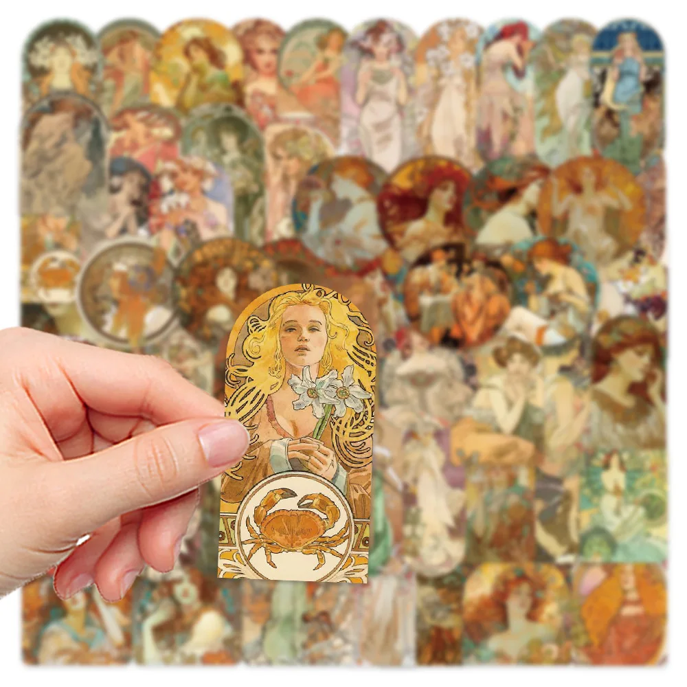 60 PCS\\SET Retro Rome Mucha Painting Renaissance Religious Vintage Art Goddess DIY Diary Scrapbooking Label Stationery Stickers