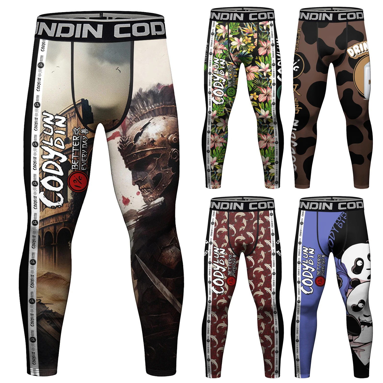 Cody Lundin Wholesale OEM High quality Running Gym Compression Tights Custom Sublimation Print Sport Leggings For Men Adults