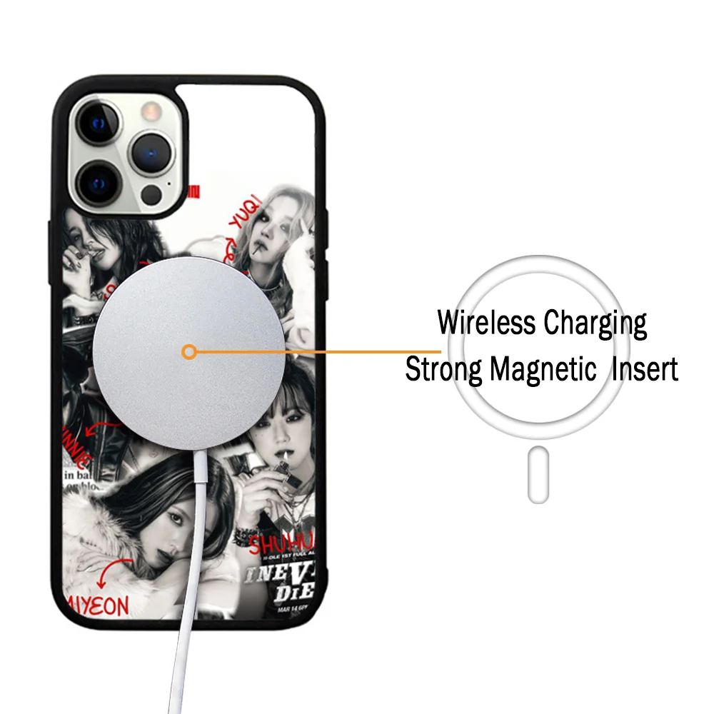 Kpop G-GIDLE I FEEL Beautiful Phone Case For IPhone 11 12 13 14 15 Plus Pro Max Acrylic Cover For Magsafe Wireless Charging