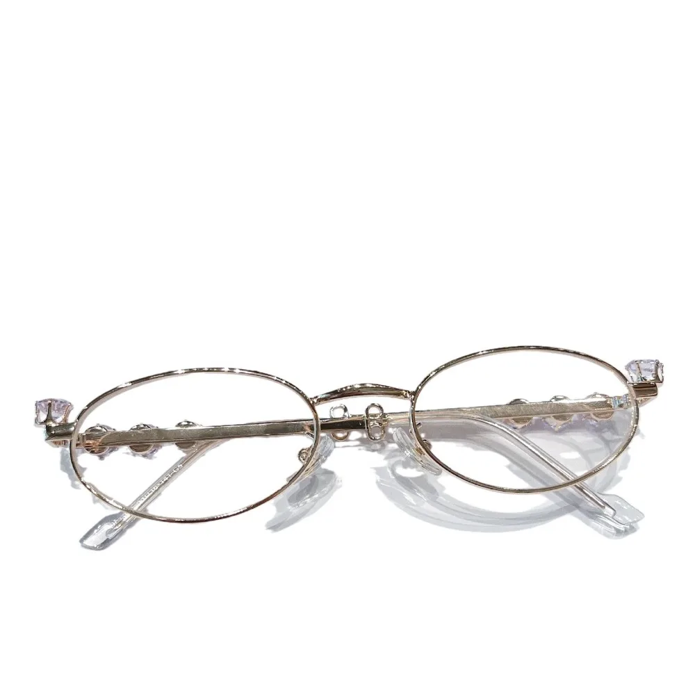 

New Rhinestone Diamonds Eyeglasses Frames Metal Oval Shades Eyewear Glasses Bling Unisex Fashion Eyeglasses Men