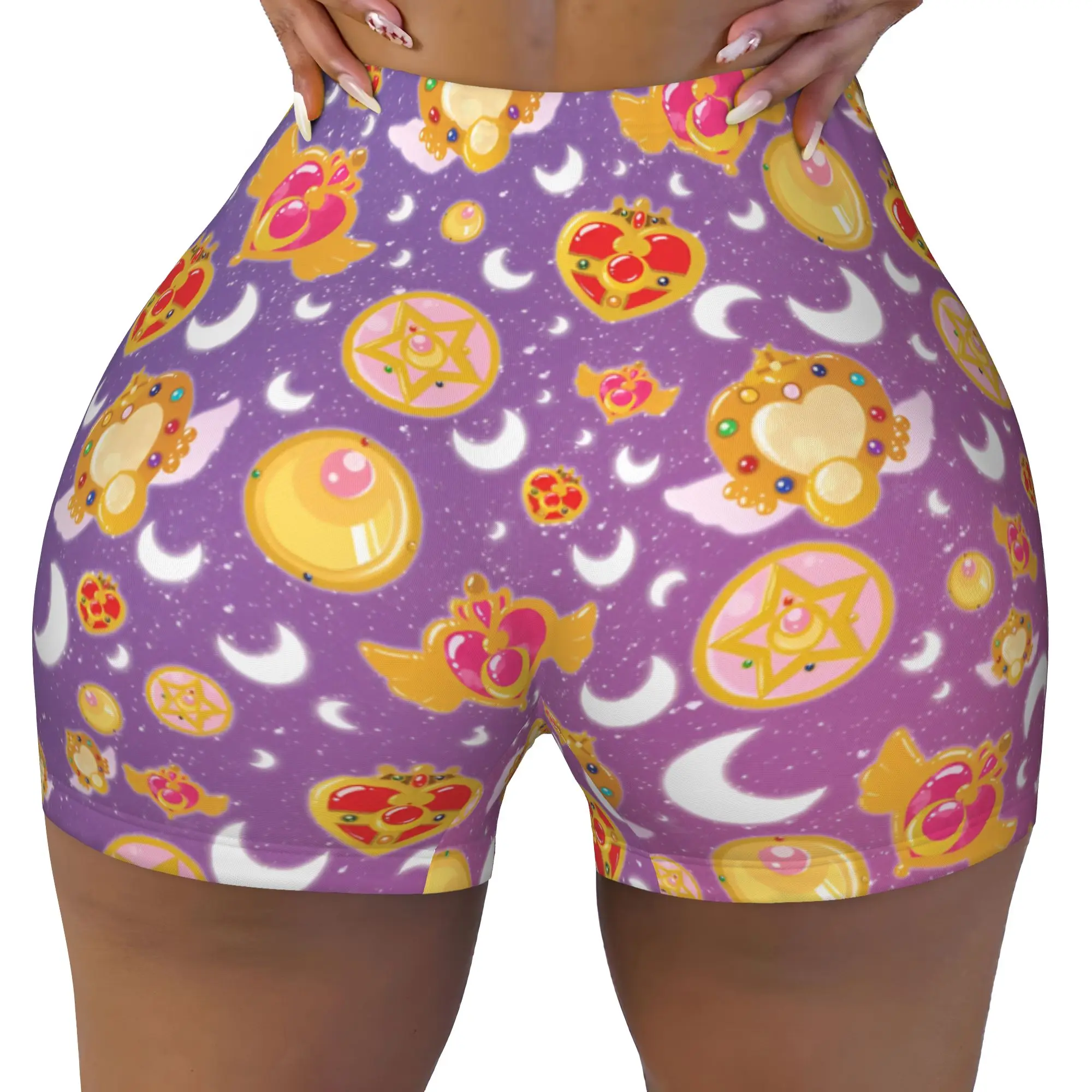 Custom Sailors Manga Moons Gym Running Volleyball Shorts Women's Usagi Tsukino Anime Workout Yoga Shorts