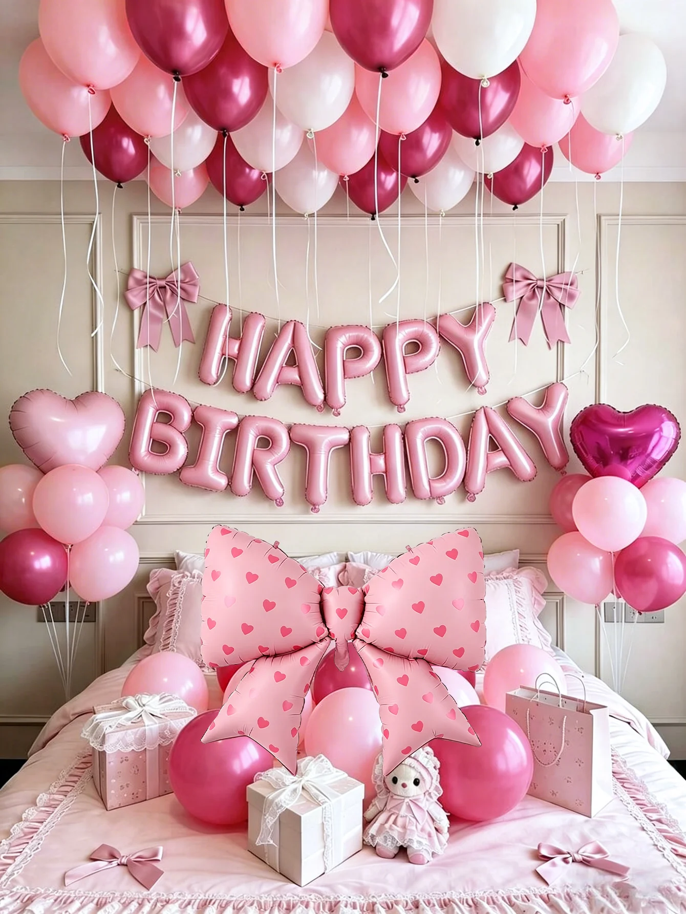 46pcs Pink Birthday Decoration Set — Ideal for Ladies' 