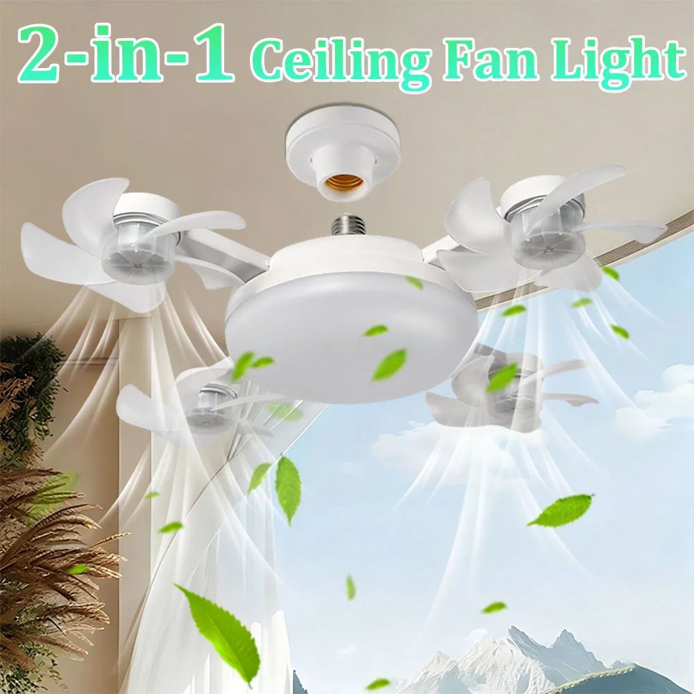 Ventilador de Techo con Luz E27 2 en 1, 60W, Diseño de Dron, con Control Remoto, AC85-265V, Bombilla de Iluminación para Hogar y Restaurante
