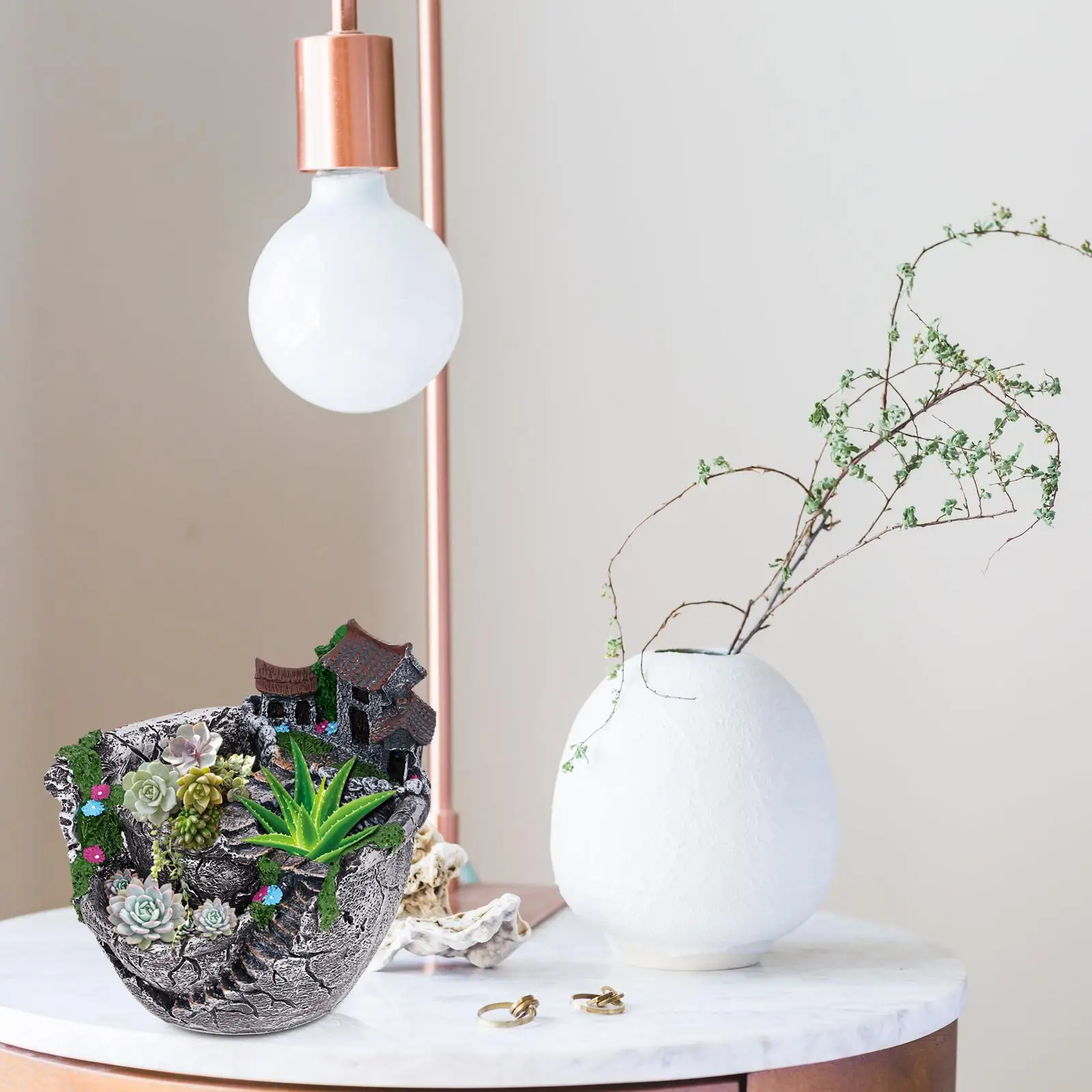 Creative Flowerpot Set 3 Pcs Plants Pot Fairy Garden Indoor Succulent Container Small Flowers Balcony Decor Planter