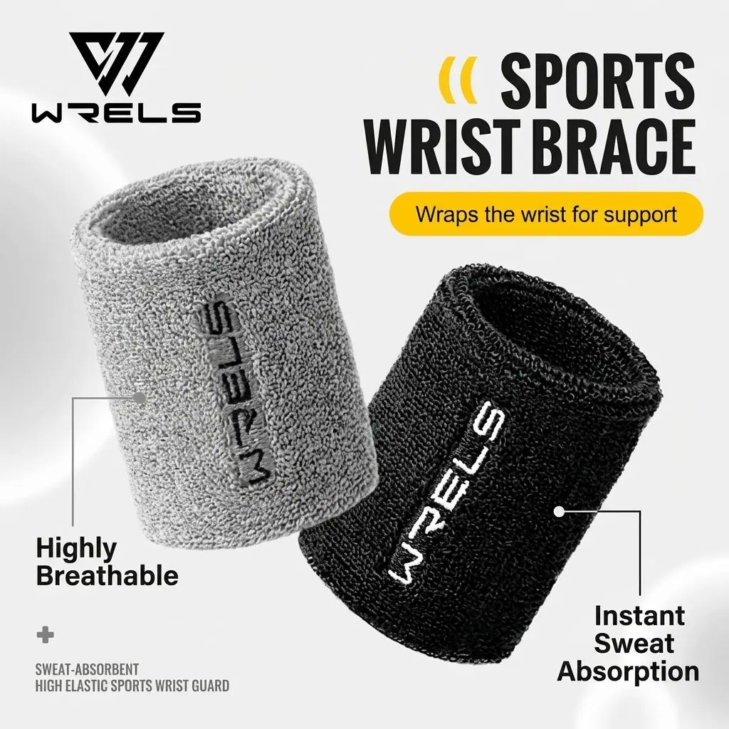 WRELS 손목밴드 땀 흡수 두꺼운 테리 천 짐 피트니스 농구 테니스 요가 역도 러닝 스포츠 손목 밴드