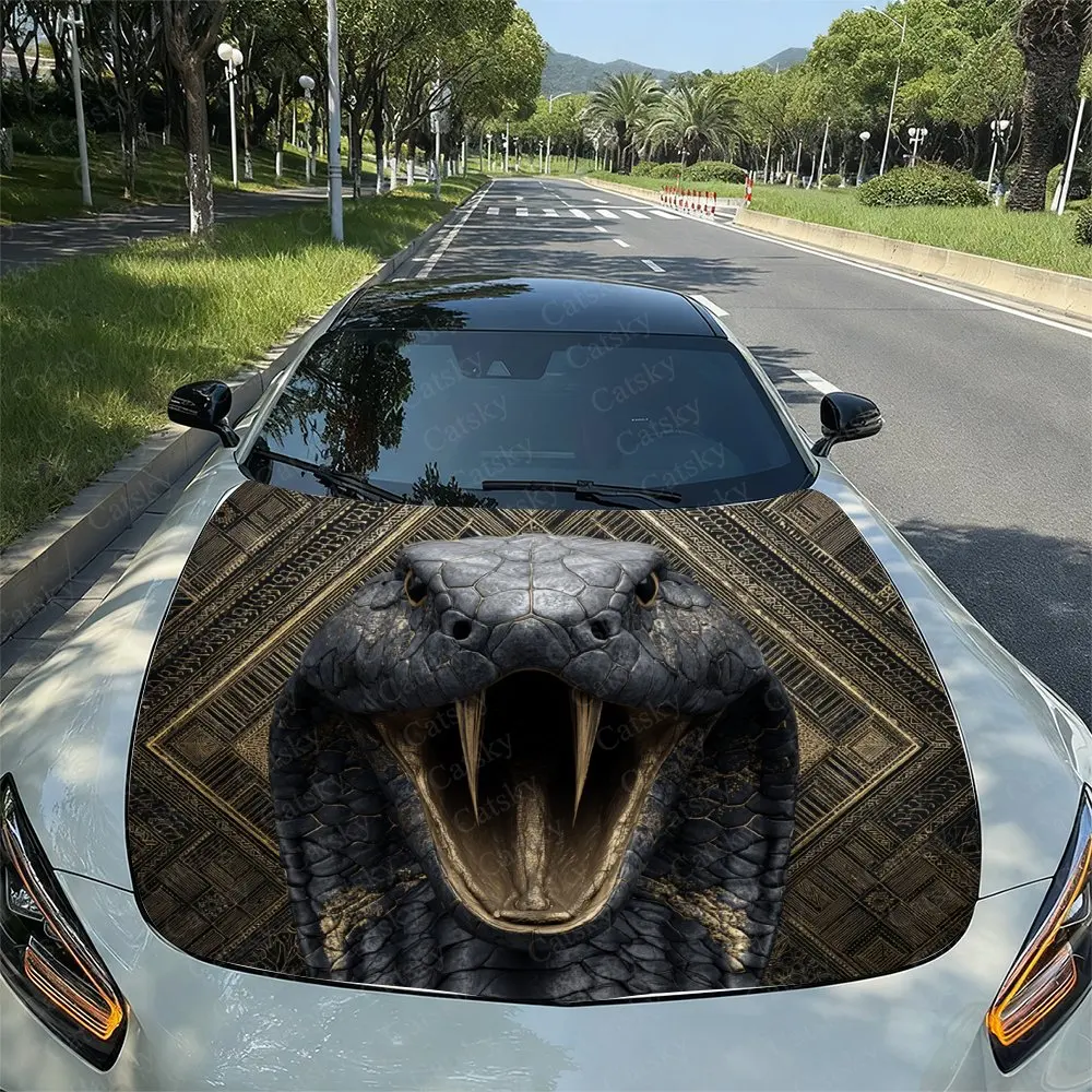 

Dark Cobra Car Hood Vinyl Sticker Wrap - Fit Hood/Engine Cover Decal, Durable Paper-like Protective Film, Motorcycle, Auto Acces