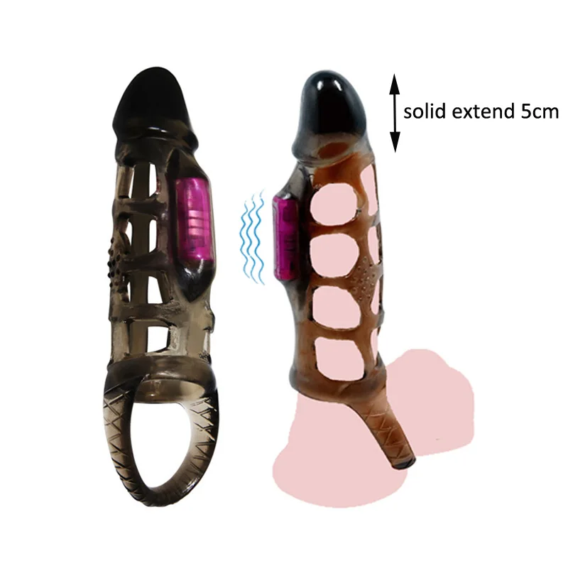 Vibrador fuerte de manga de pene para hombres, anillo de pene para retrasar la eyaculación, agrandamiento del pene, Consolador de punto G, Juguetes