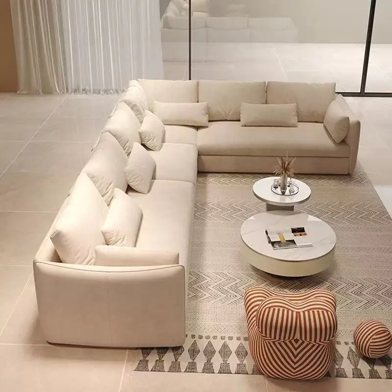 Special-shaped Curved Corner Dual-purpose Corner Living Room Large Flat-layer Furniture Sofa Modern Italian New Home Solid Wood