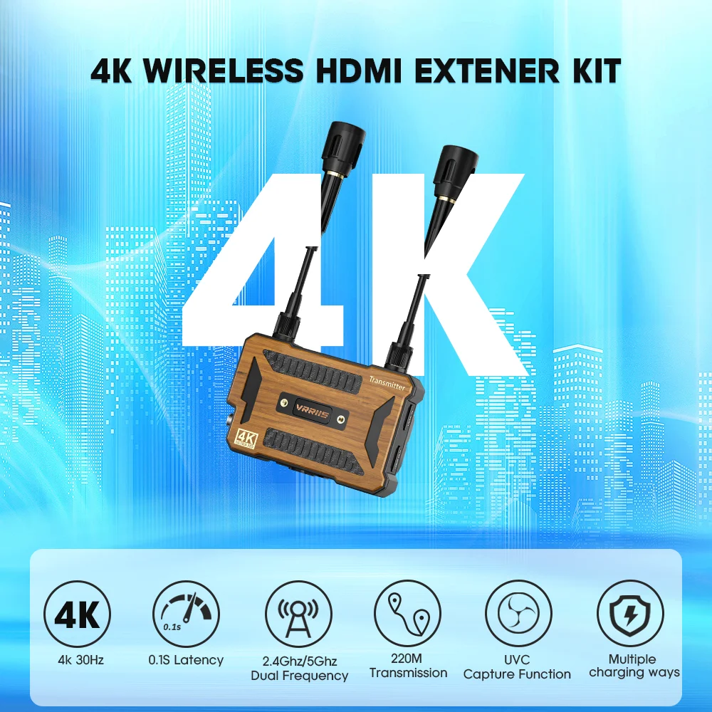 4K Wireless HDMI Transmitter and Receiver Video Capture Wireless Extender kit For DSLR Camera Projector Live Streaming To TV