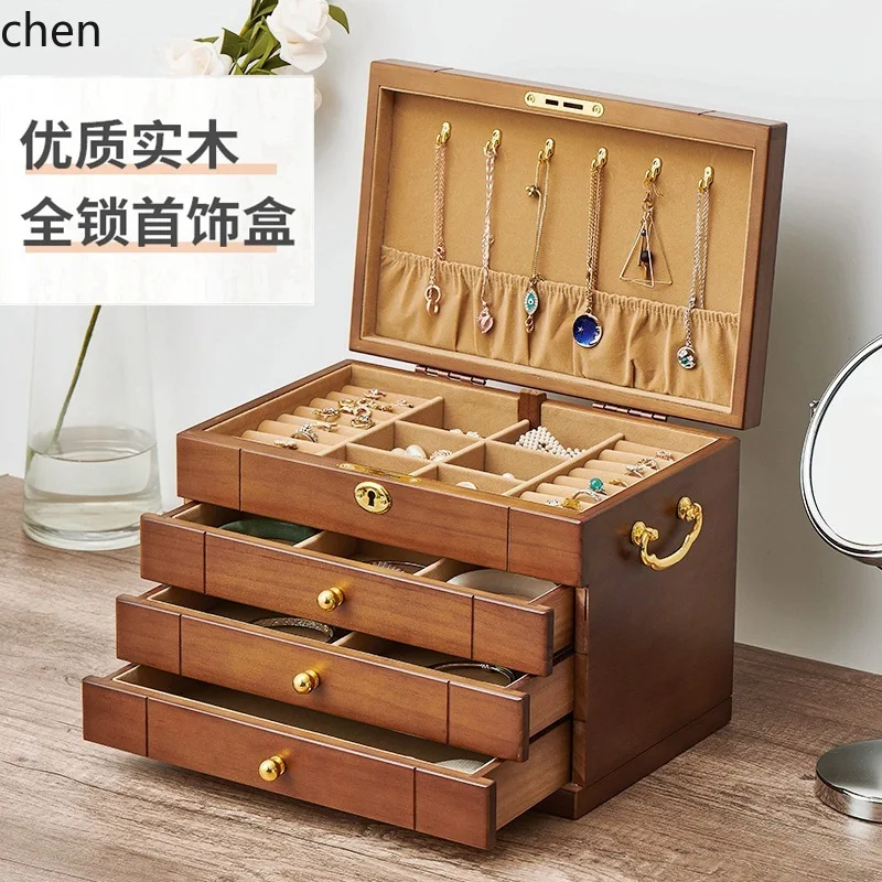 Picture 3: Zml solid wood jewelry box - fully locking, large capacity, multi-functional jewelry organizer with drawer storage