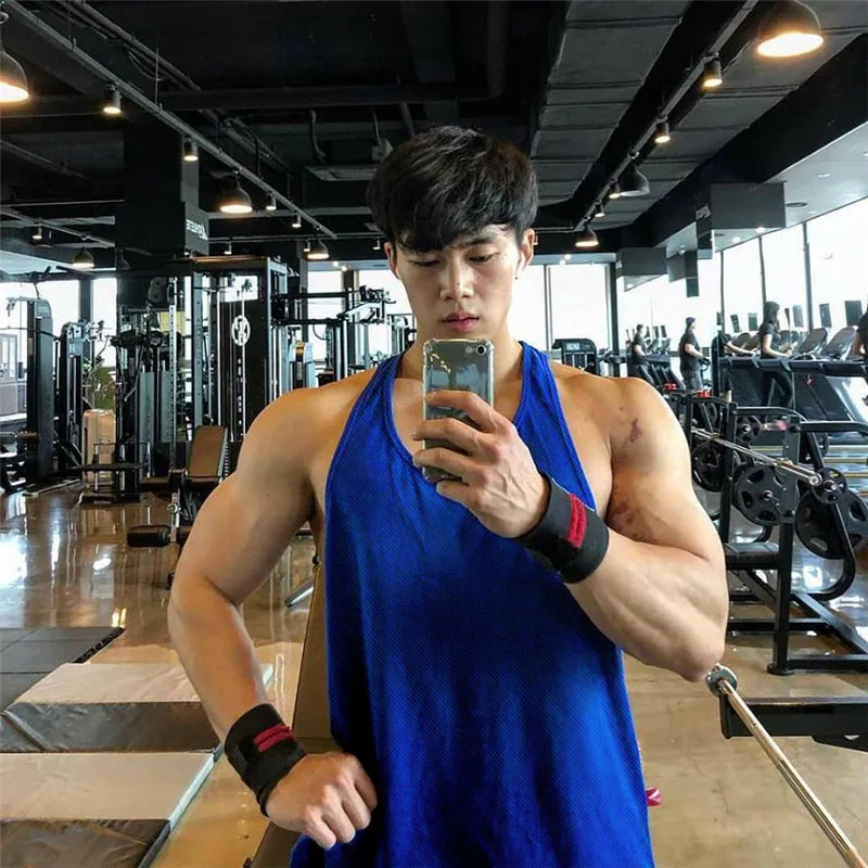 Nowa markowa męska siatka odzież Fitness siłownia podkoszulka Top męski kamizelka dla kulturystów treningowy podkoszulek do koszulka bez rękawów