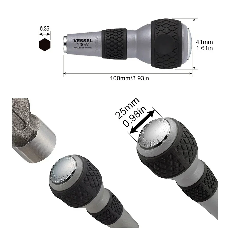 NO.230W-2 230W-3 230W-6 VESSEL Franchise Screwdriver with High Impact Force Resistance and Strong Grip