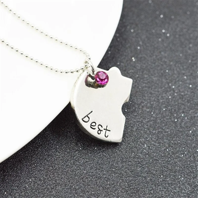 4pcs/set Best Friend Forever and Ever BFF Friend Necklace Set 4 Pieces Heart Shape Puzzle Hand Stamped Friendship Jewelry