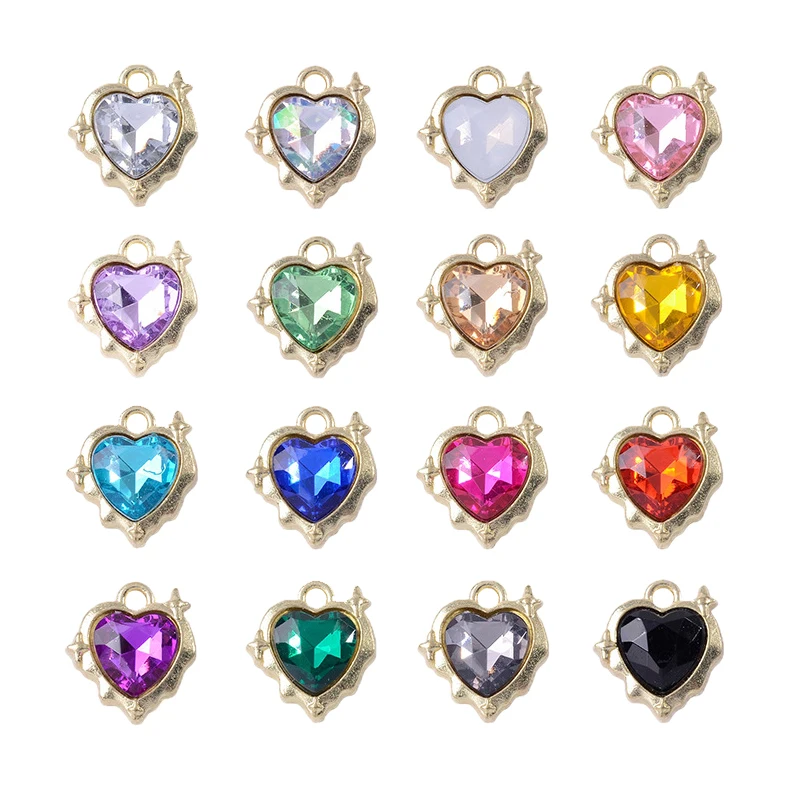 

10PCS 15*17mm Alloy Metal Acrylic Love Heart Shape Pendant DIY For Earring Ornament Necklace Bracelet Jewelry Accessories