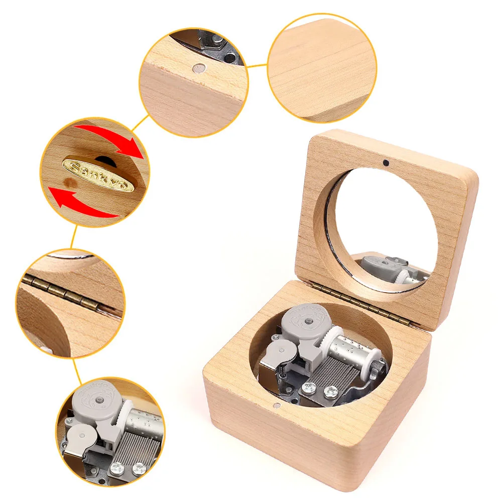 Rosiking Wooden handmade Amazing Grace music box Birthday, holiday, Christmas, New Year, gifts for boys and girls