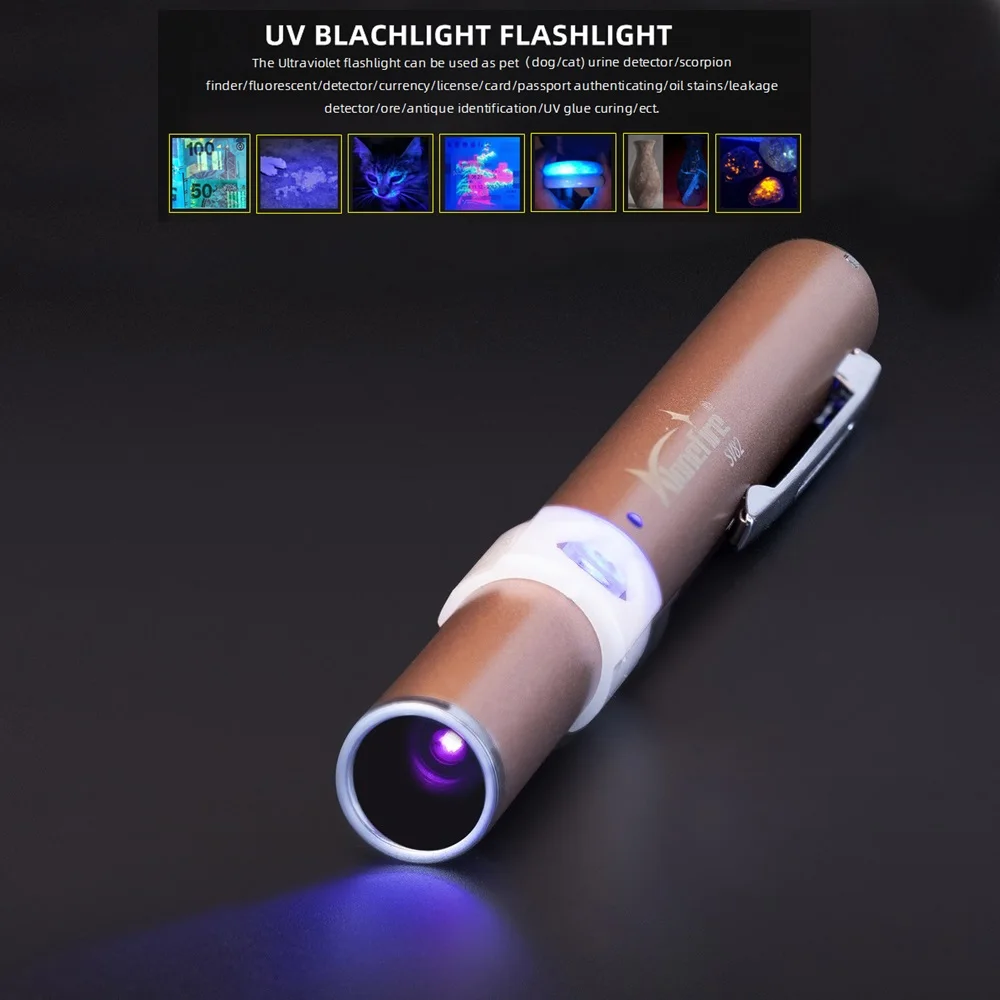 Alonefire SV82 365nm Ultra Violet LED UV Flashlight Blacklight light rechargeable Torch for Marker Checker Detection