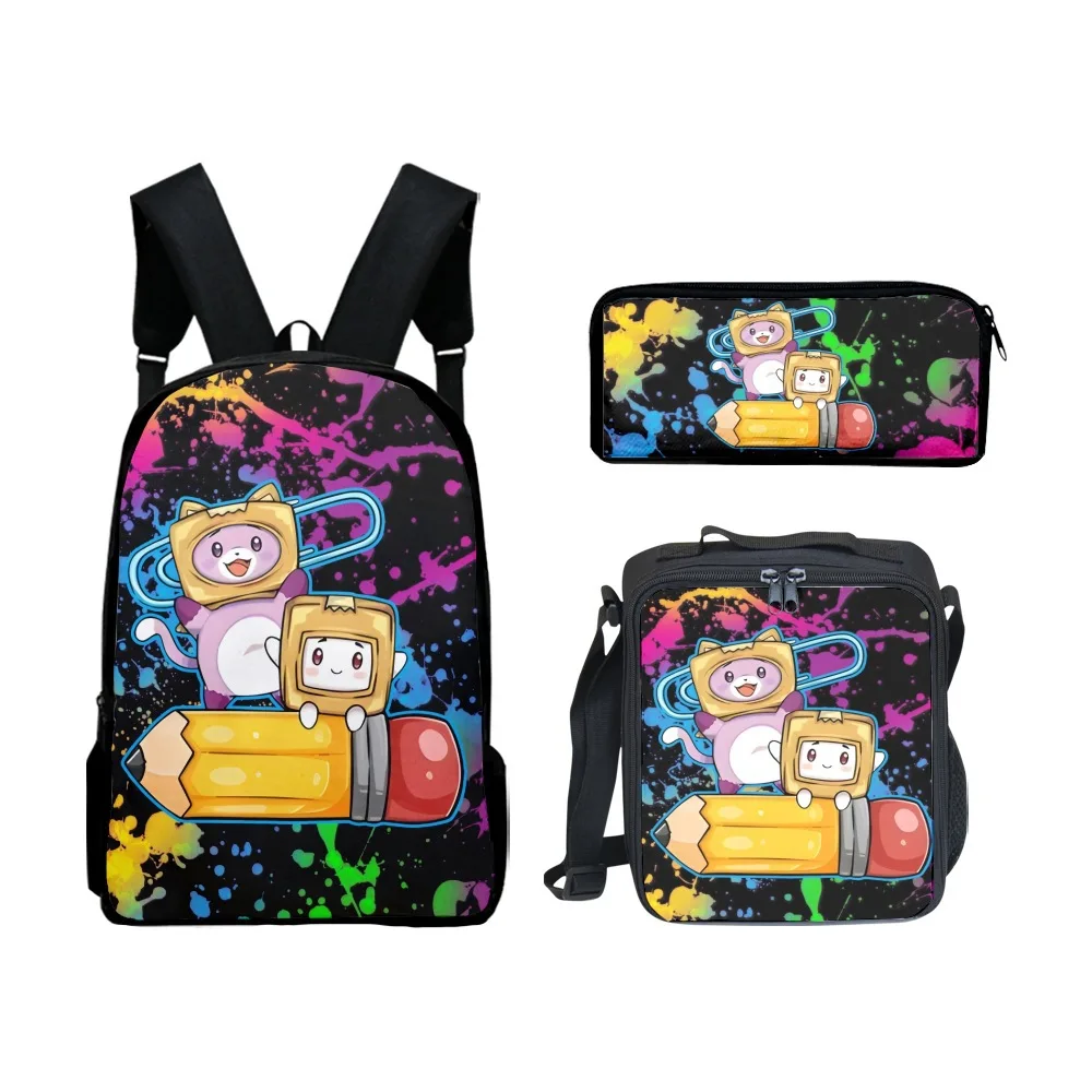 

Cartoon Popular New Funny box 3D Print 3pcs/Set Student School Bags Laptop Daypack Backpack Lunch bag Pencil Case