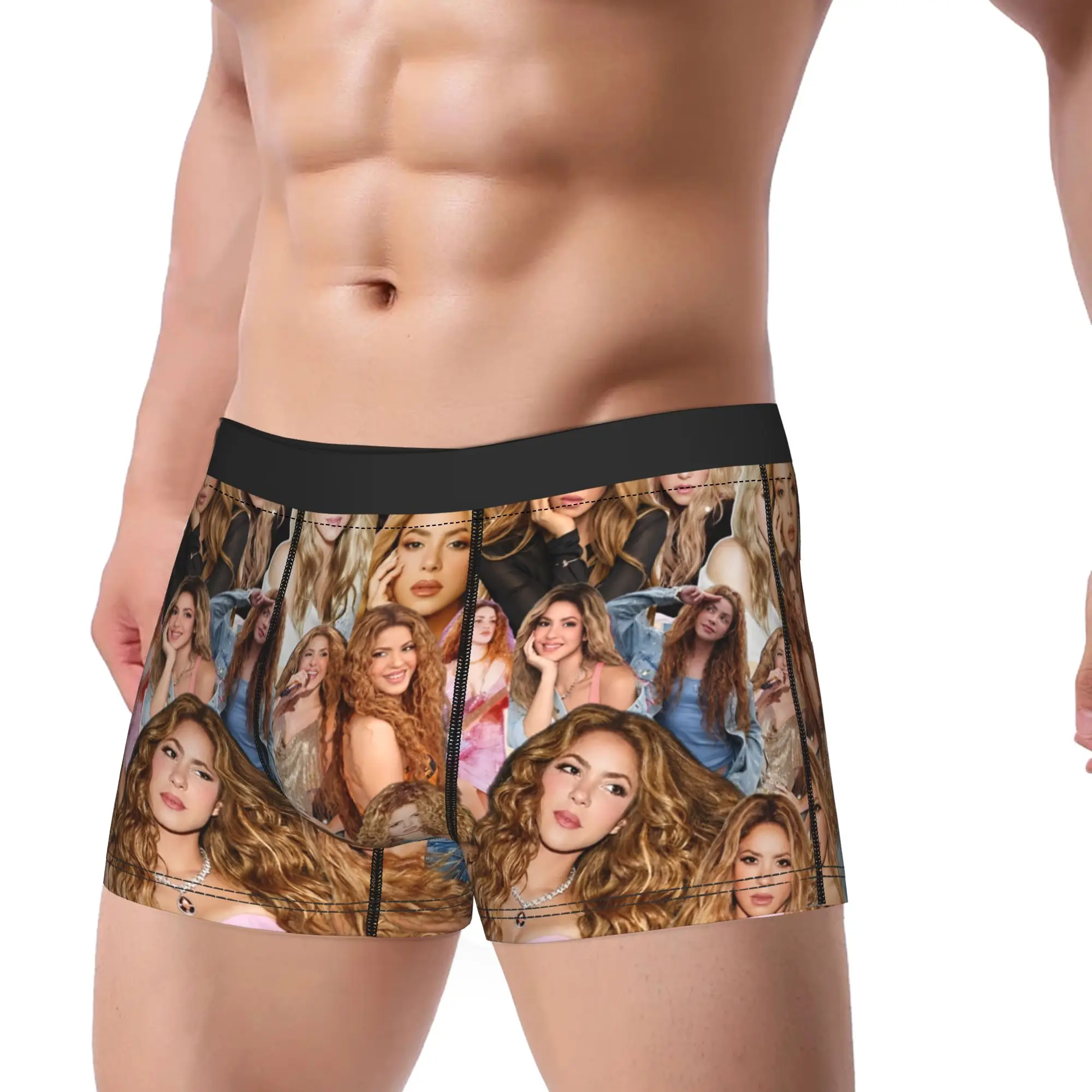 Shakira Colombian Singer Men Underwear  Boxer Briefs Shorts Panties Funny Soft Underpants for Homme Plus Size