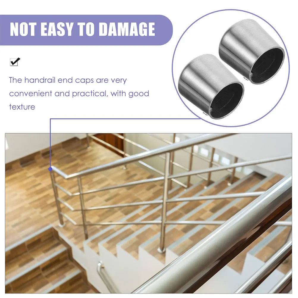 

2pcs Stainless Handrail End Caps Φ16MM Tube Protector Pipe Cover Metal Hole Tube Protector Plugs Furniture Legs Glide