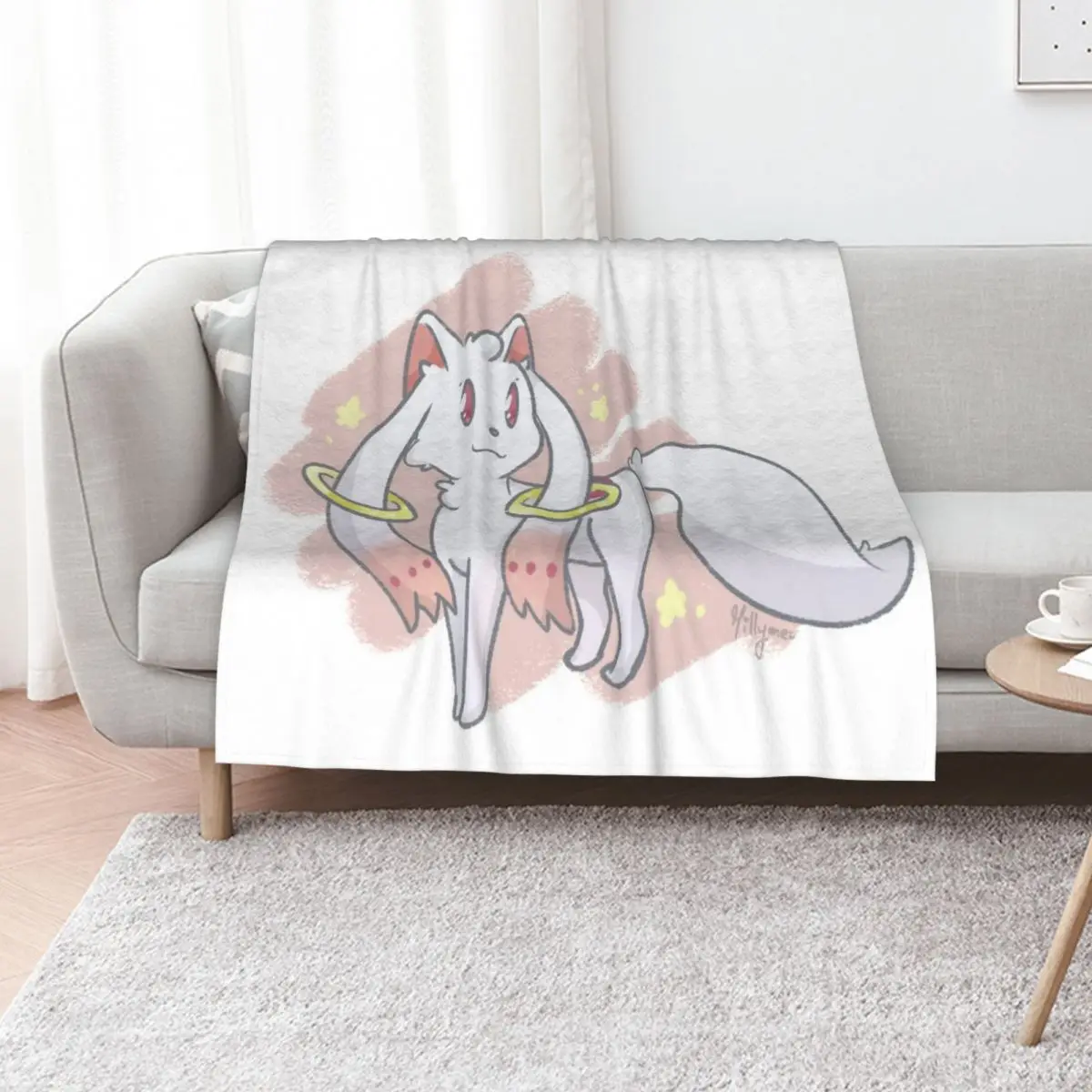 Kyubey - Madoka Magica Throw Blanket Beautifuls Bed Fashionable Soft Plaid warm for winter Camping Bed linens Blankets