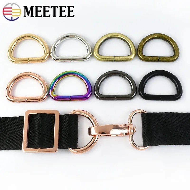 10Pcs 13-50mm D Ring Metal Buckles Bag Strap Carabiner Clips Accessories for Handbags Dog Collar Loop Clasp Leather Hardware