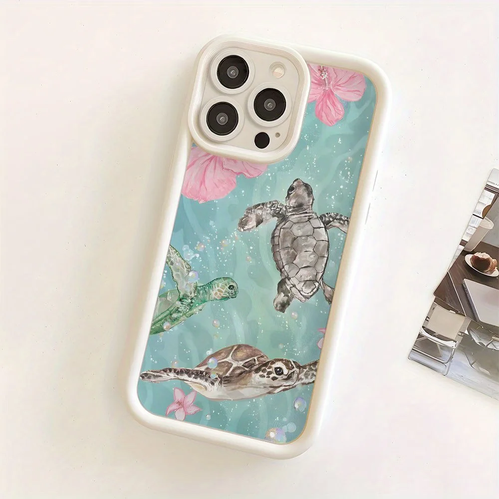 Elegant phone case with turtle flower design, fully protected and stylish for iPhone 17 to 11 Plus Pro Max