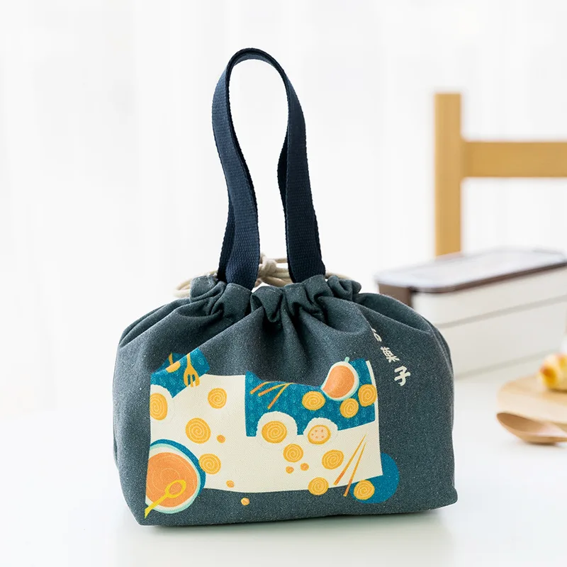 Lunch Bag Canvas Lunch Box Drawstring Picnic Tote Eco Cotton Cloth Small Handbag Dinner Container Food Storage Bags