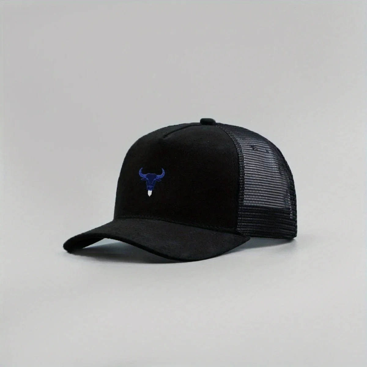 Blue Bull Head Print Unisex Mesh Wildleder Trucker Hut Frühling Sommer Atmungsaktive Sport Baseball Cap Frauen Männer Outdoor Sonnenhut – Detail 3