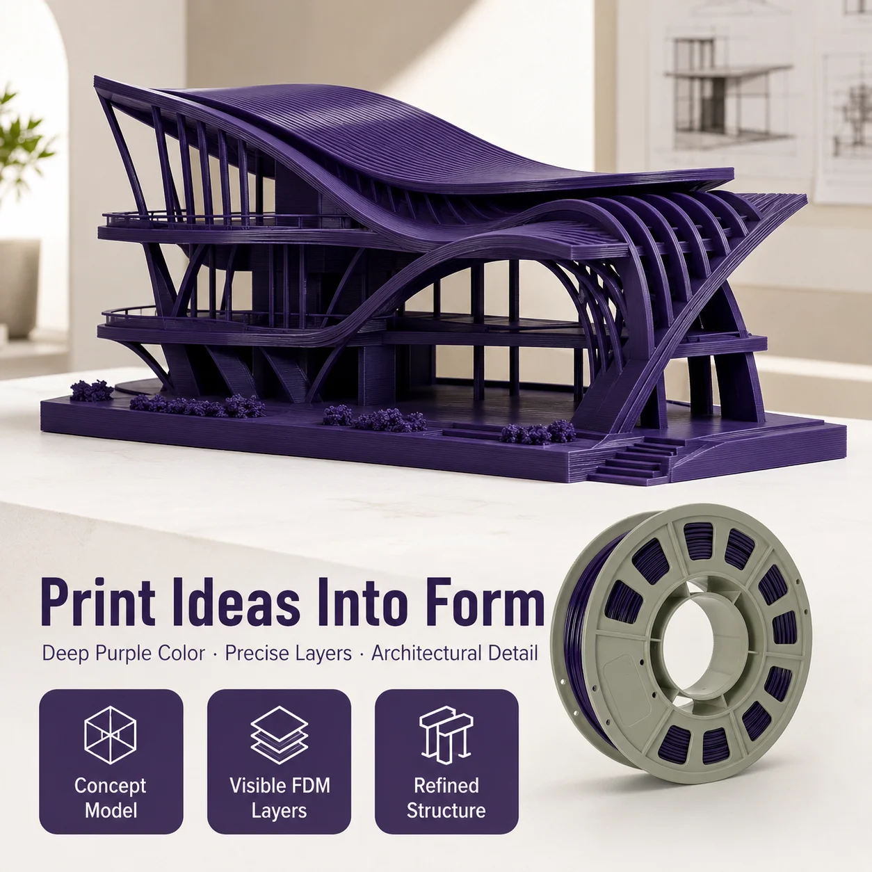 PETG 3D Printer Filament 1.75mm, 300g Compact Spool Grape Purple, Dimensional Accuracy +/- 0.03mm, Smooth Feeding for FDM Printers