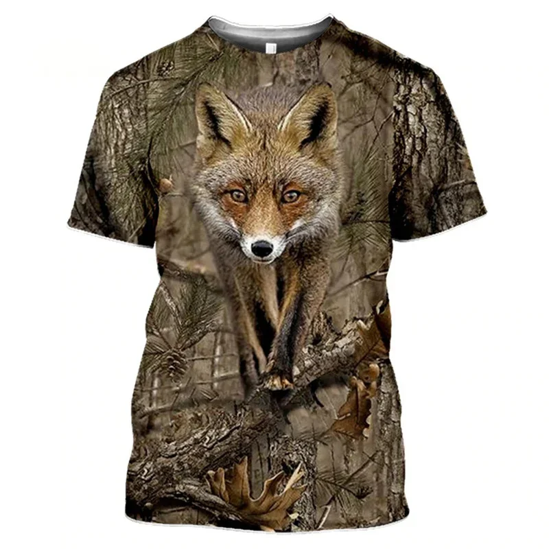 Deer Hare Hunting Camoufalge T Shirt Men 3D Camo Wild Boar Rabbit Hunter Printing T-Shirt Women Clothing Funny Kids Short Sleeve