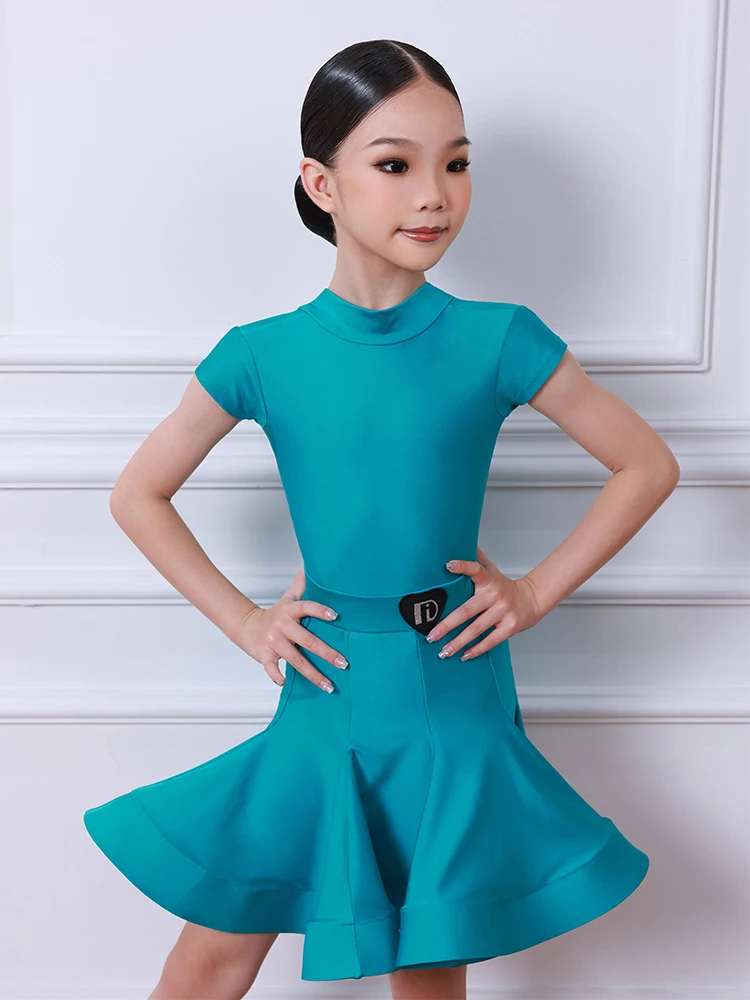 2025 Latin Dance Kleid Für Wettbewerb Mädchen Kurzarm Leistung Kleidung Latin Bühne Zeigen Tanz Anzug Body Rock 2662